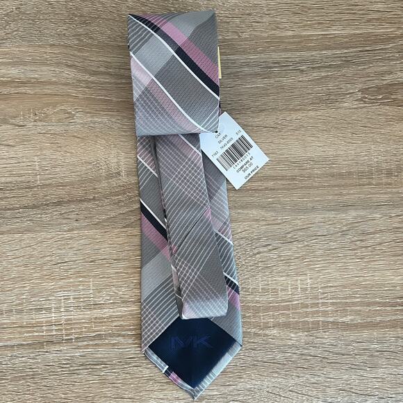 Michael Michael Kors Caxy Plaid Neck Tie In Silver NWT - Picture 2 of 2
